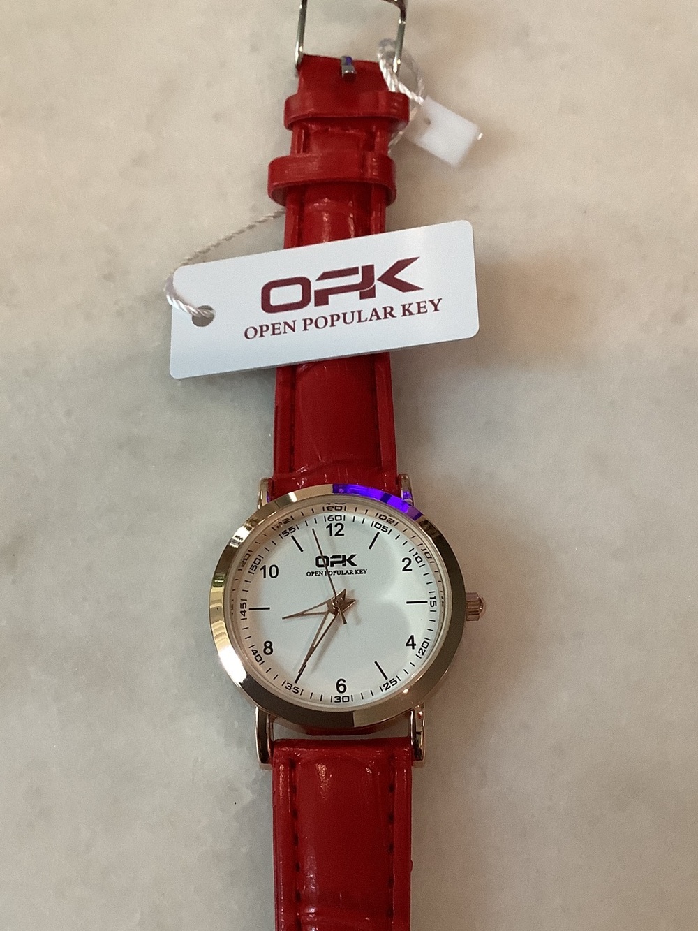 OPK Red Women's Leather Strap Watch, Brand New